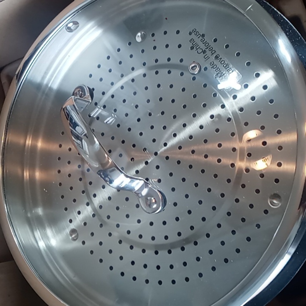 GreenPan Stainless Steel Steamer Insert with Navy Blue Cooker Base - Picture 3 of 3